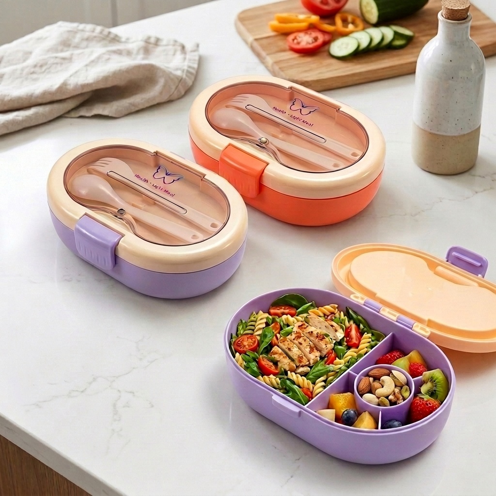 Meal Prep Or Prep Meal - Plastic Bento Lunch Box with Compartments