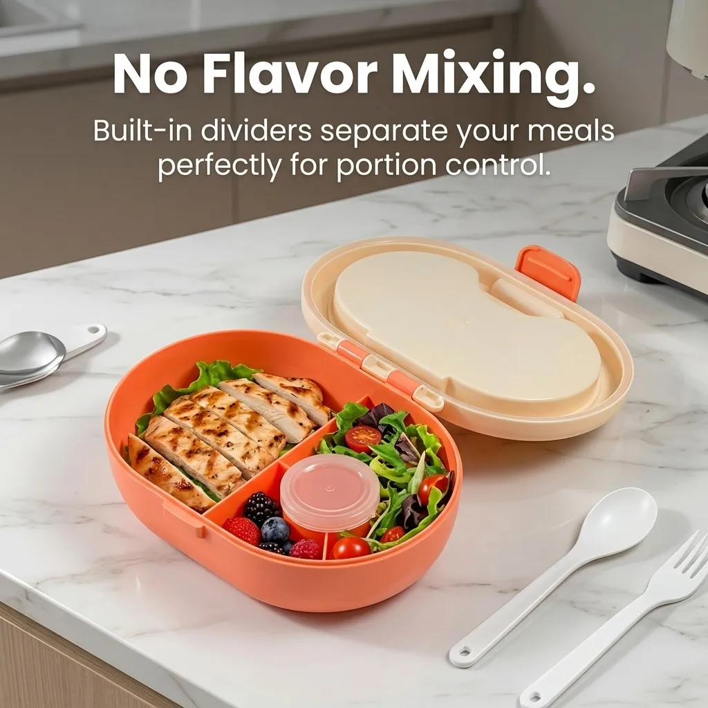 Plastic Bento Lunch Box with C - Meal Prep Or Prep Meal review and price